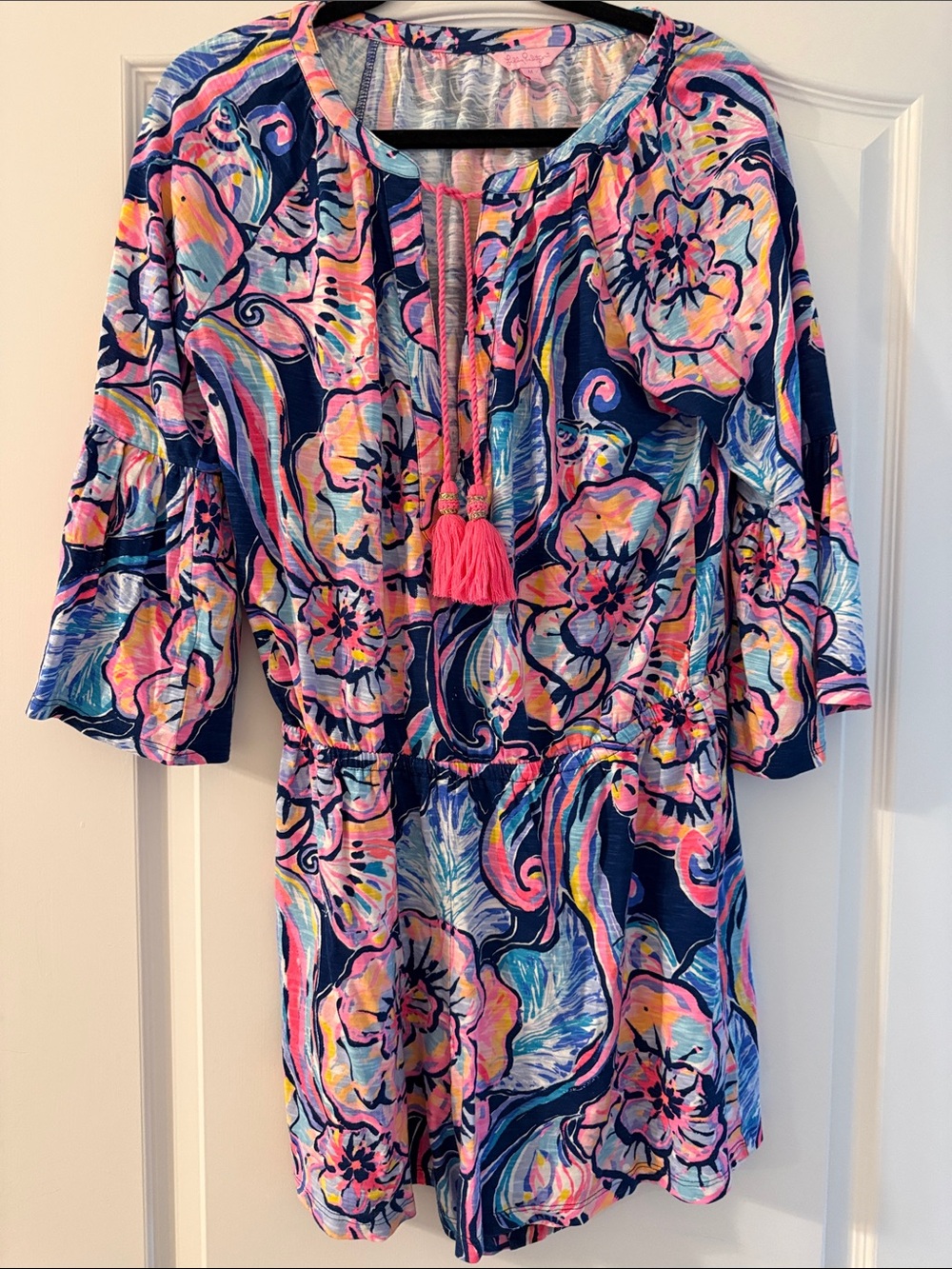Lilly Pulitzer Navy Pink Multi Floral Women's Shorts Romper